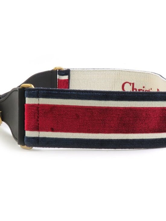 Christian Dior Belt Navy/Red/Off White/Gold Velor/Leather/Metal main image 6